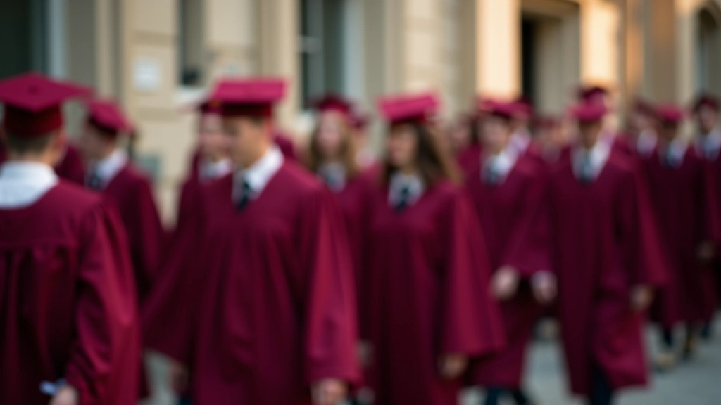 Graduates in academic regalia processing through Tartu University's historic corridors during ceremony
